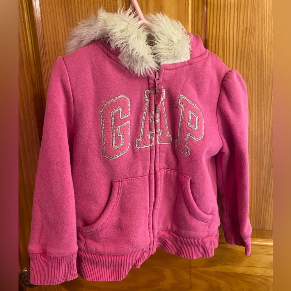 Pink girls size 4 years Gap jacket with warm fuzzy hood